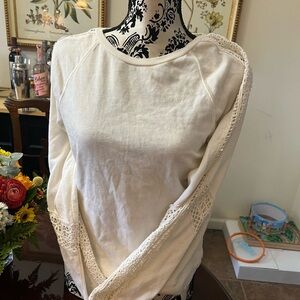 Joe's Jeans Cream Lace Accent Sweatshirt